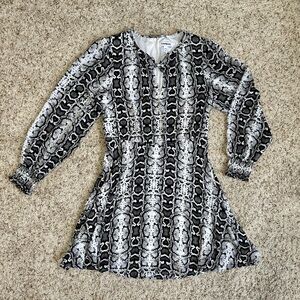 Express Women’s Chiffon Snakeskin Dress w Balloon Sleeves. Size S. Like-New!